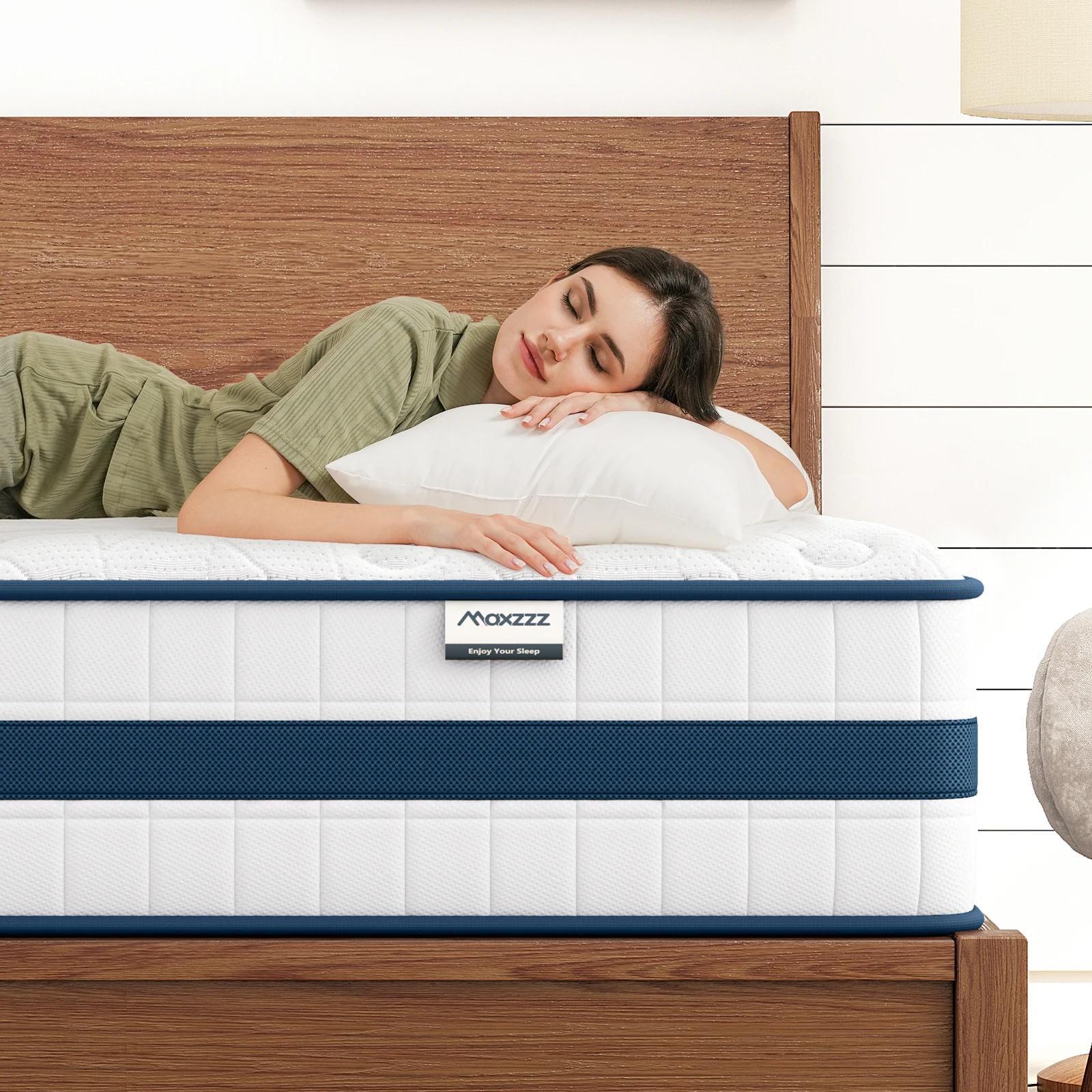 Maxzzz-matelas 10-12, lit double/king/queen size, avec mousse à mémoire de forme en gel, Végétde poc