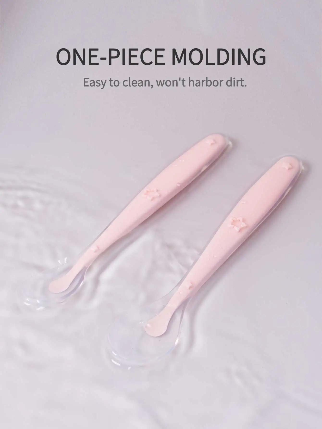 Cuillère d'apprentissage en Silicone pour bébé, 9 couleurs, motif étoile, grand petit ensemble de cu