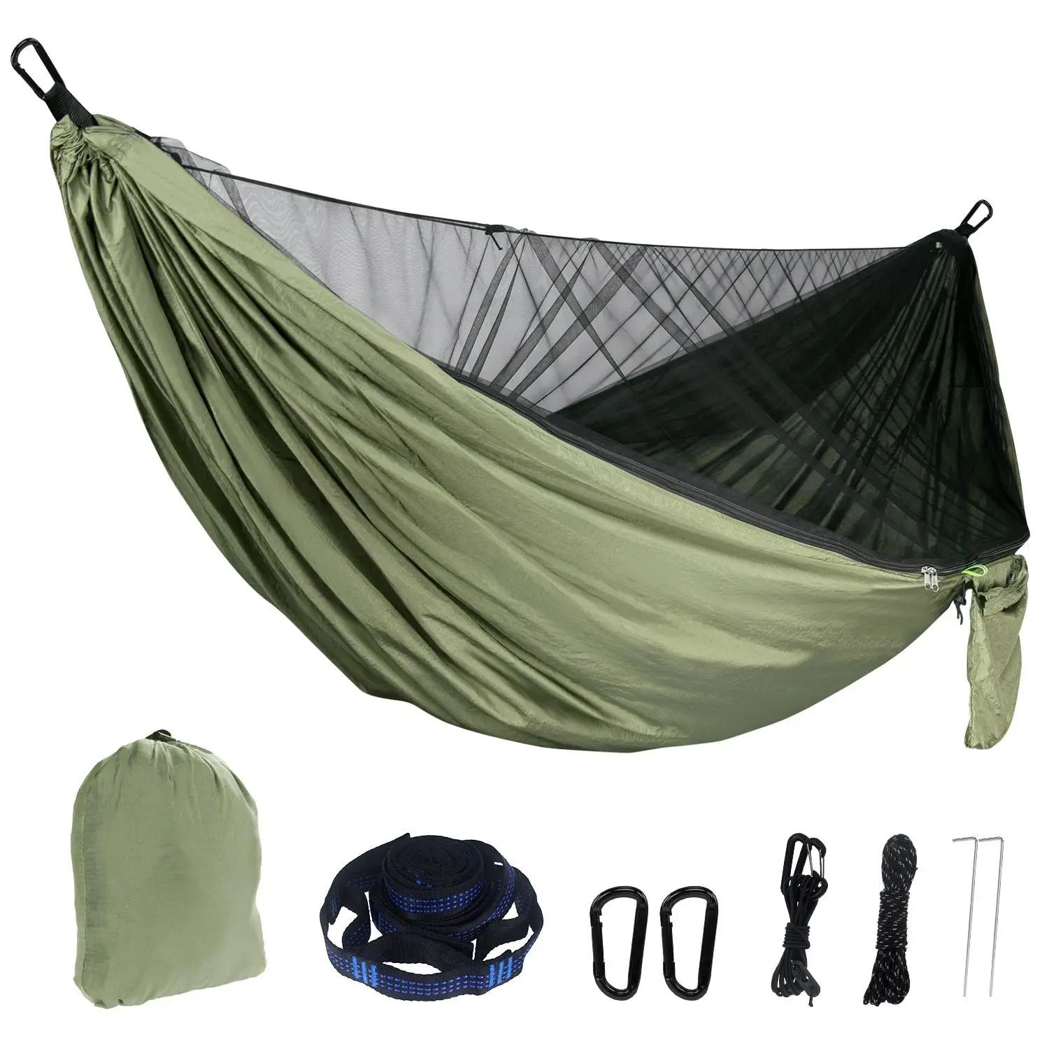 Hamac de camping en nylon, moustiquaire portable, avec mouche de pluie étanche, bâche d'amendements