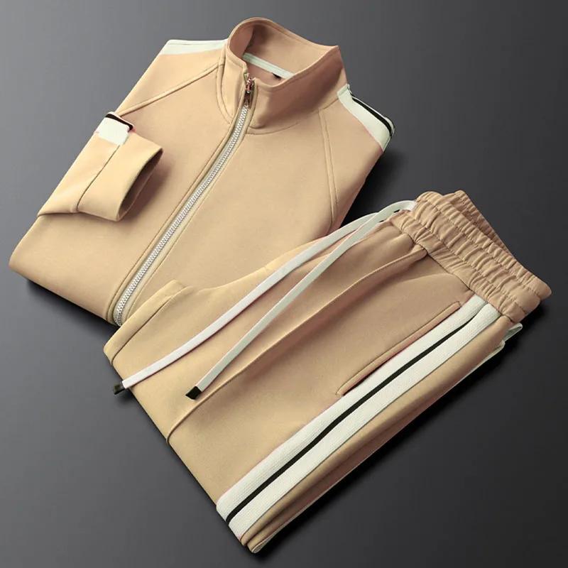 Costume unisexe à rayures latérales pour hommes et femmes, manteau de sport décontracté, pantalon de