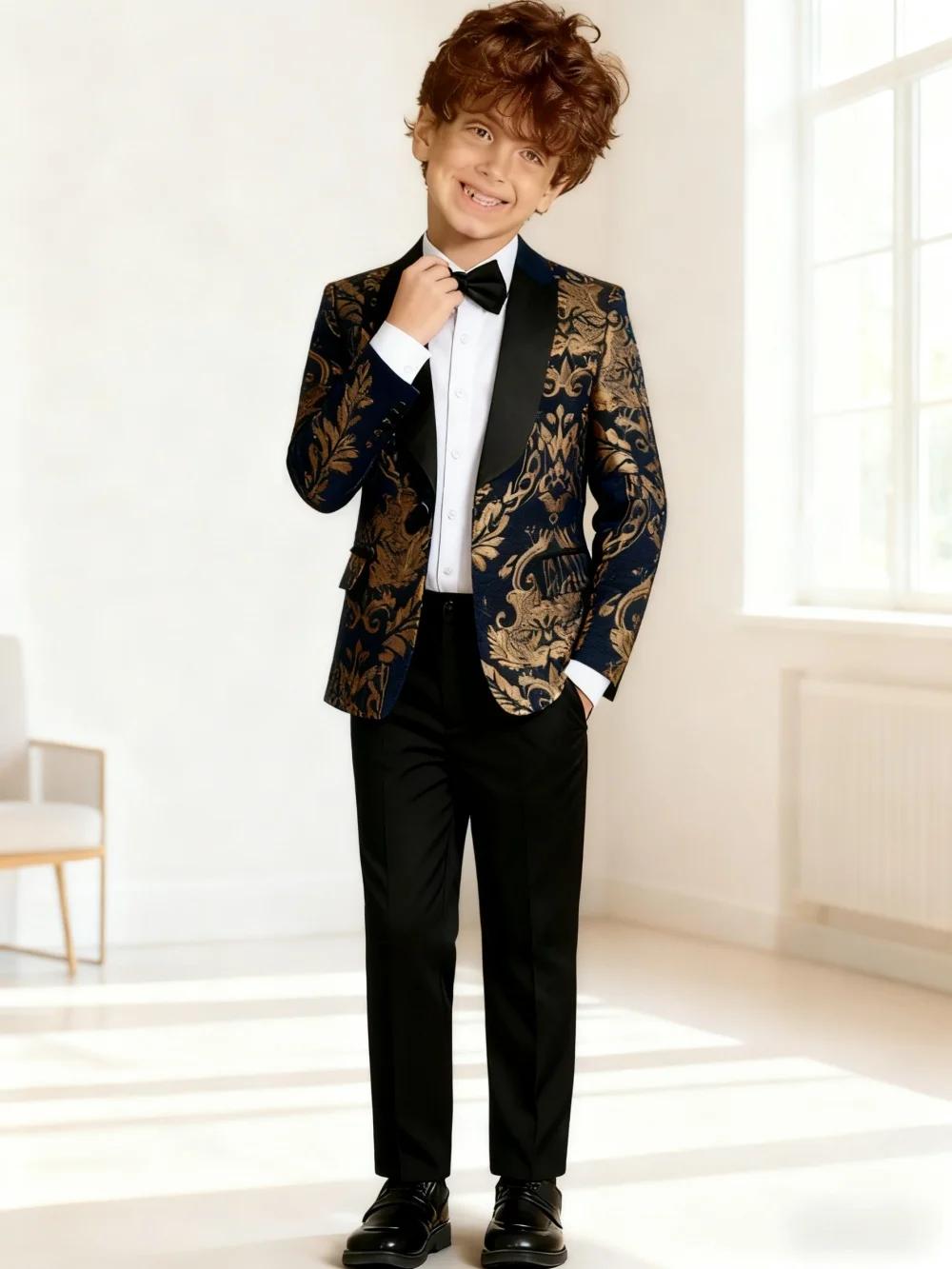 Ensemble de costume brodé doré de qualité supérieure pour garçons de 3 à 14 ans, costume de Communio
