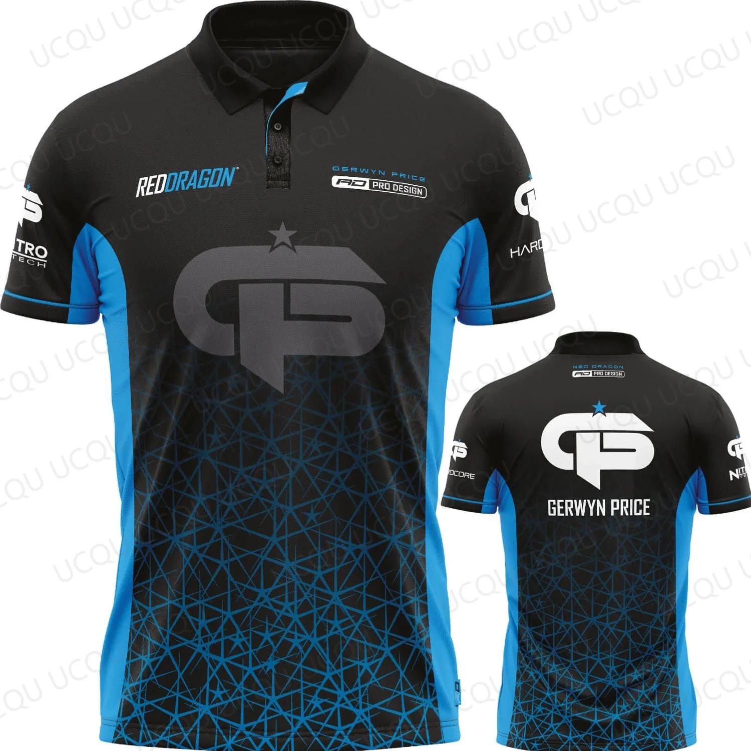 Polo Gerwyn Price The Iceman Darts 2026 Signature Jersey Bleu Noir Style Homme Vêtement de sport Hau