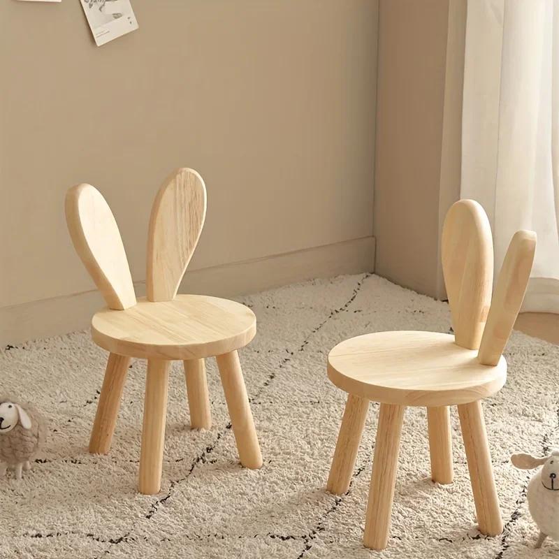 1pc petit tabouret créatif, oreilles de lapin mignonnes petit tabouret en bois massif, tabouret déco