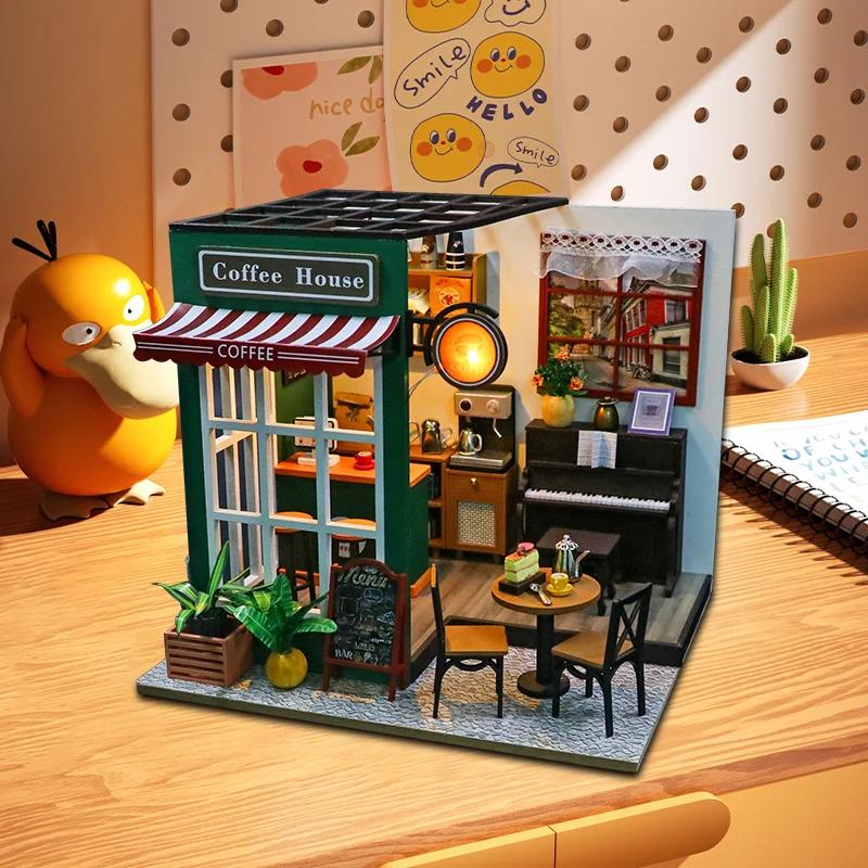 Analyste de construction de modèles de maison de course miniatures en bois pour enfants, puzzles 3D