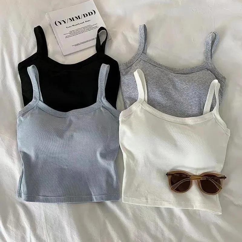 Haut court femmes Sexy hauts sans manche mode femme sous-vêtements dame Camisole fille basique T-shi