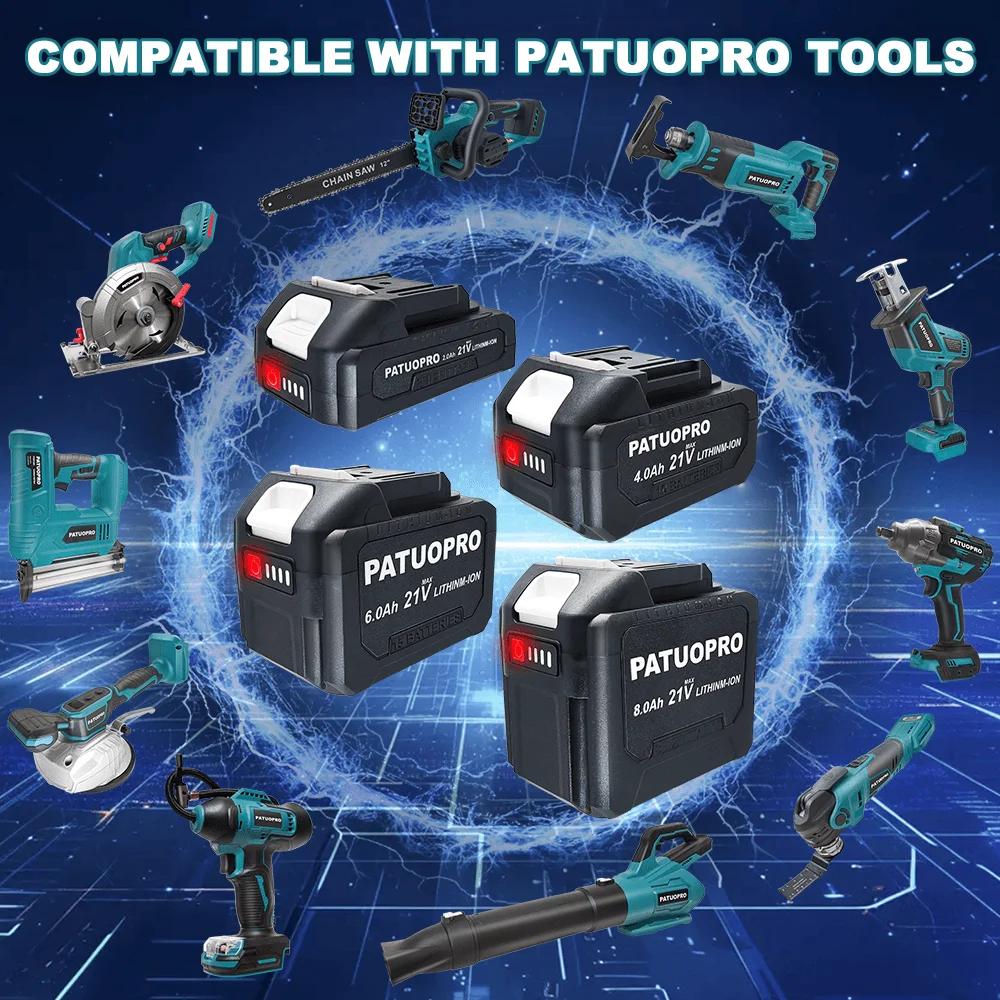 PATUOPRO 18-21V 2.0 4.0 6.0 8.0Ah batterie au Lithium Rechargeable pour Makita 18V clé de forage éle