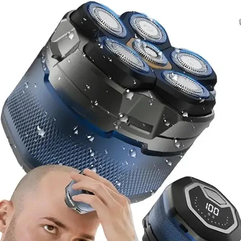 6 tête Portable étanche Rechargeable machine à raser feuille tête chauve rasoir barbier électrique r