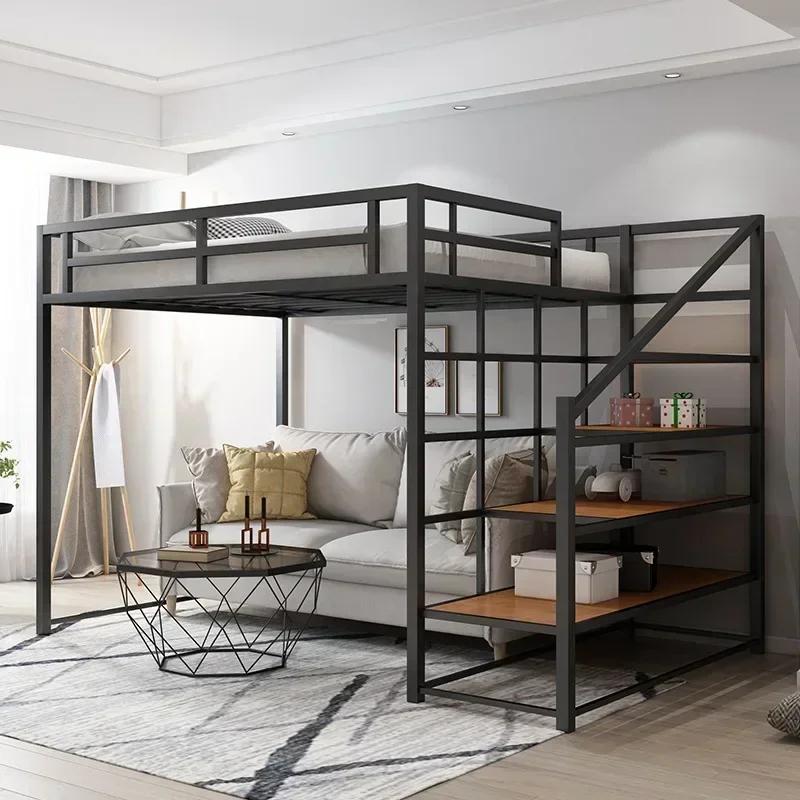 Lits superposés en métal avec escaliers pour adultes, dortoir, lit Queen Size, bonne qualité, loft,