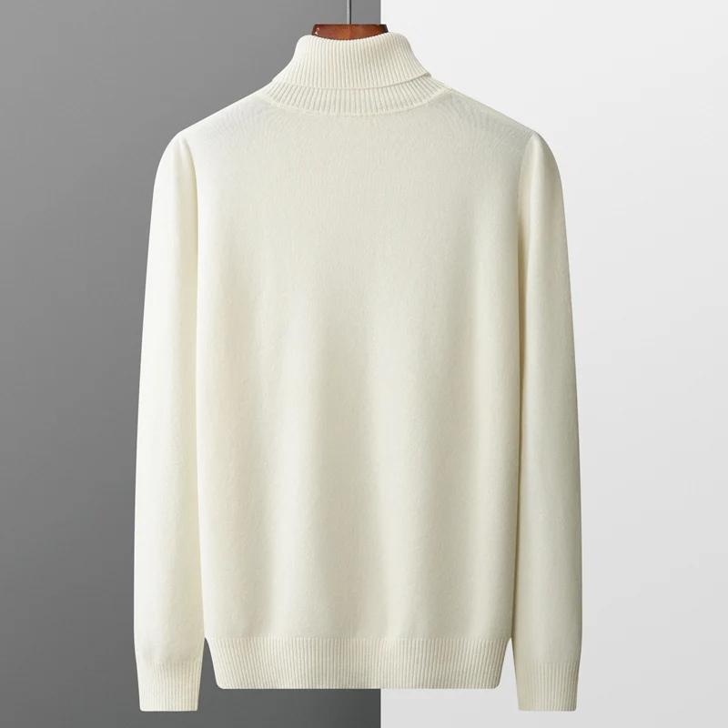 Pull à col roulé en cachemire pour homme, épais, chaud, ample, couleur unie, nouvelle collection aut