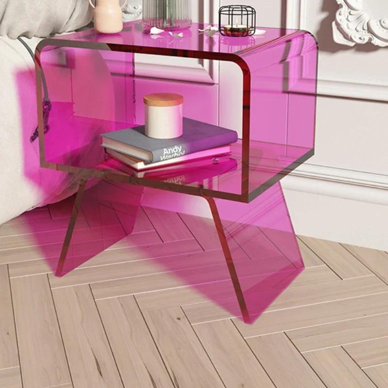 Table de chevet flottante en acrylique, mini table basse, salon, table d'appoint de canapé, petit ap