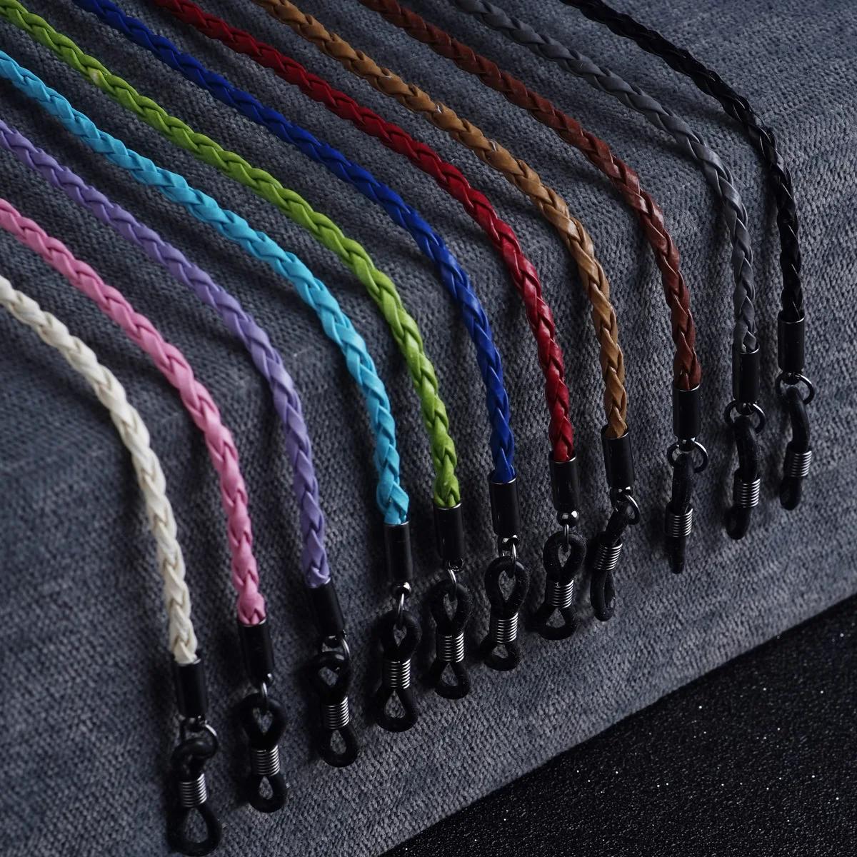 Lunettes en cuir pour hommes et femmes, 1 pièce, chaîne en corde tissée, à lacets, pour Sports de pl