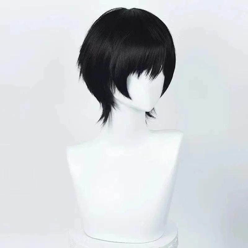 Yoshida Hirofumi Anime Chainsaw Cosplay Perruque, Cheveux Synthétiques, Noir, Court, Degré de Chaleu