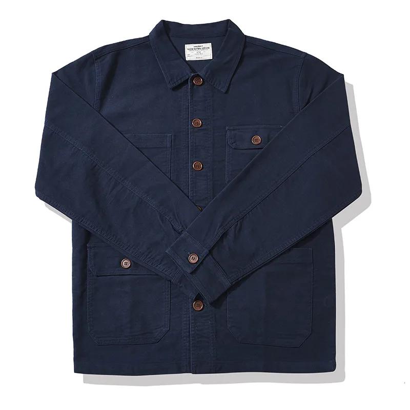 Automne et hiver nouveau OKONKWO Moleskin lourd rétro français vêtements de travail veste Multi sac