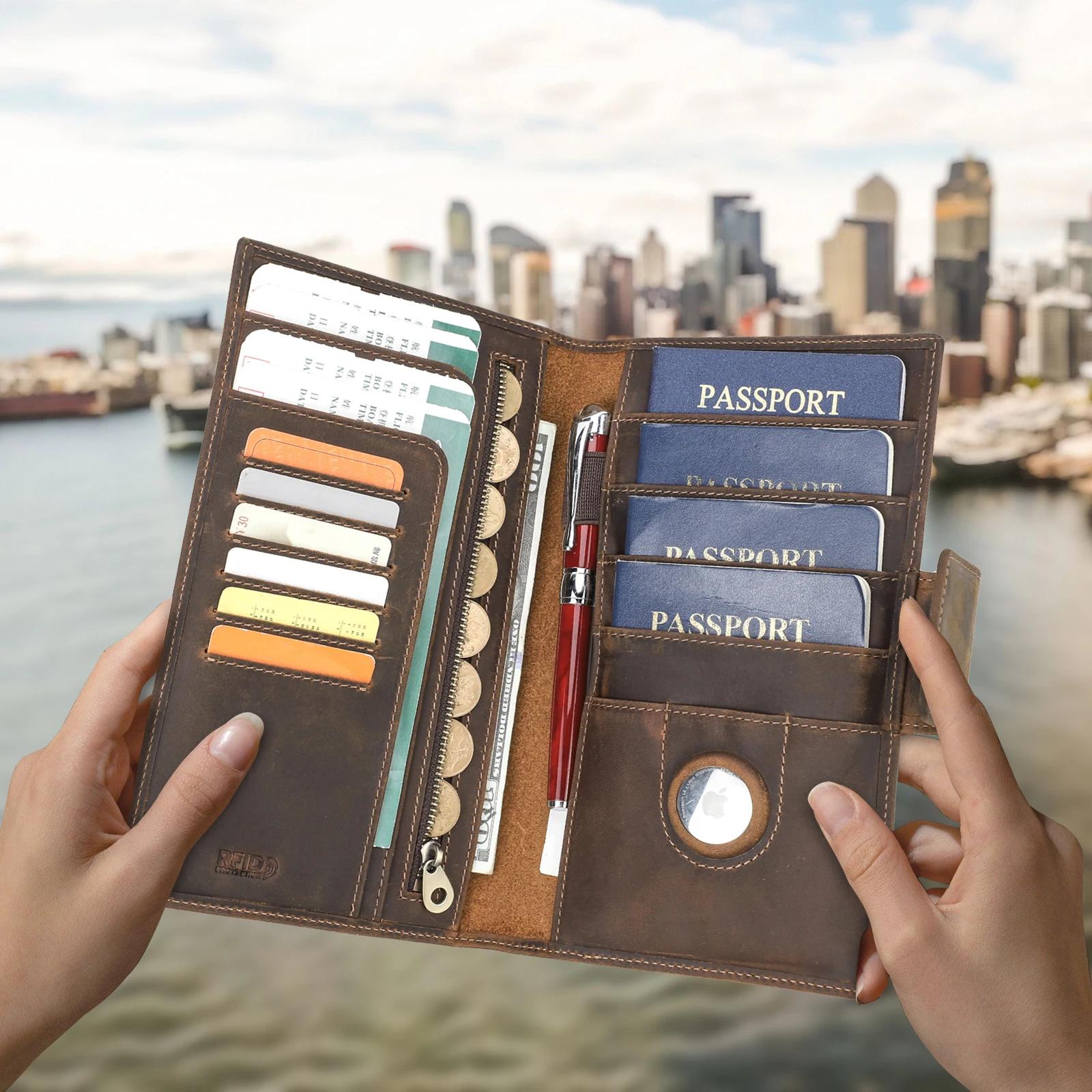 Portefeuilles de voyage en cuir véritable CONTACT'S pour la famille, étuis de passeport, pochettes d