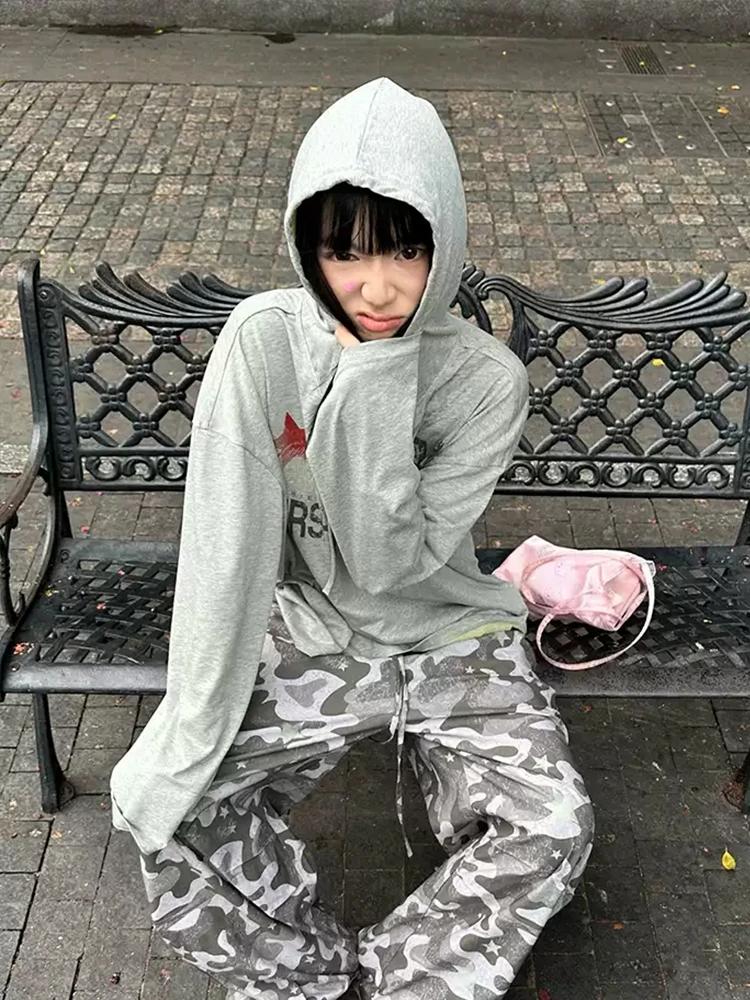 Tonngirls Y2k Vintage T-shirt femmes décontracté ample imprimé graphique hauts à capuche japonais an