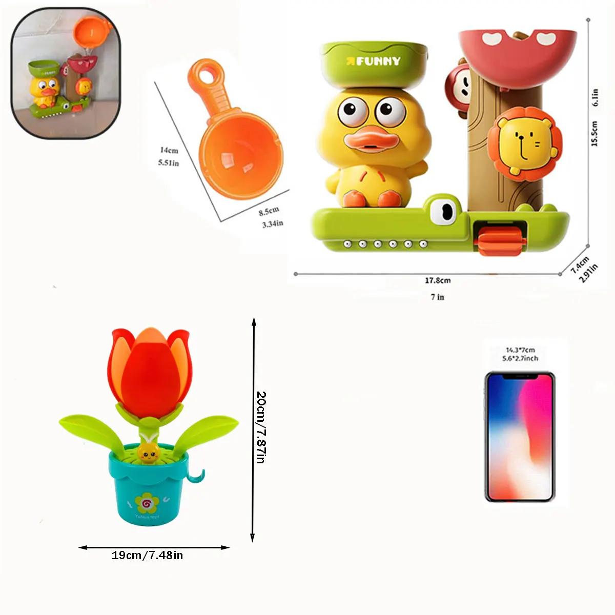 Jouet de bain pour bébé, jeu d'eau en forme de canard/fleur, roue à eau Lion, amusant pour enfants,