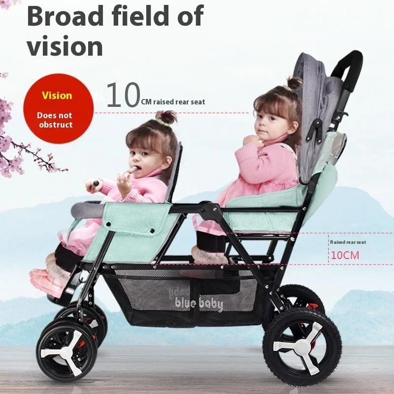 Poussette Double pour bébé Tandem, sièges avant et arrière, légère et pliable, système de voyage inc