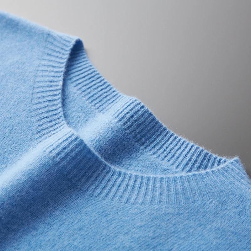 100% laine mérinos pull homme col rond basique laine pull automne hiver à manches longues doux chaud