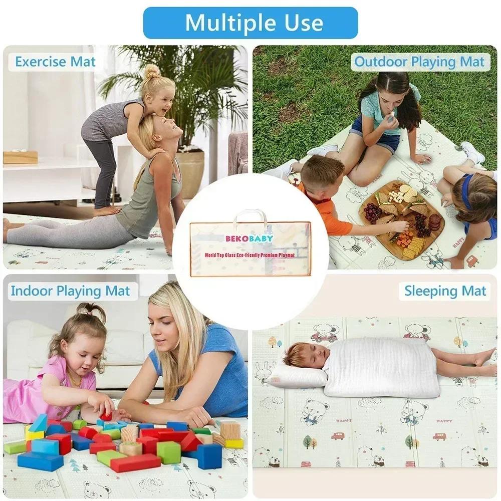 Tapis de jeu bébé pliable imperméable - Mousse réversible Playvirus pour sol nourrisson tout-petit