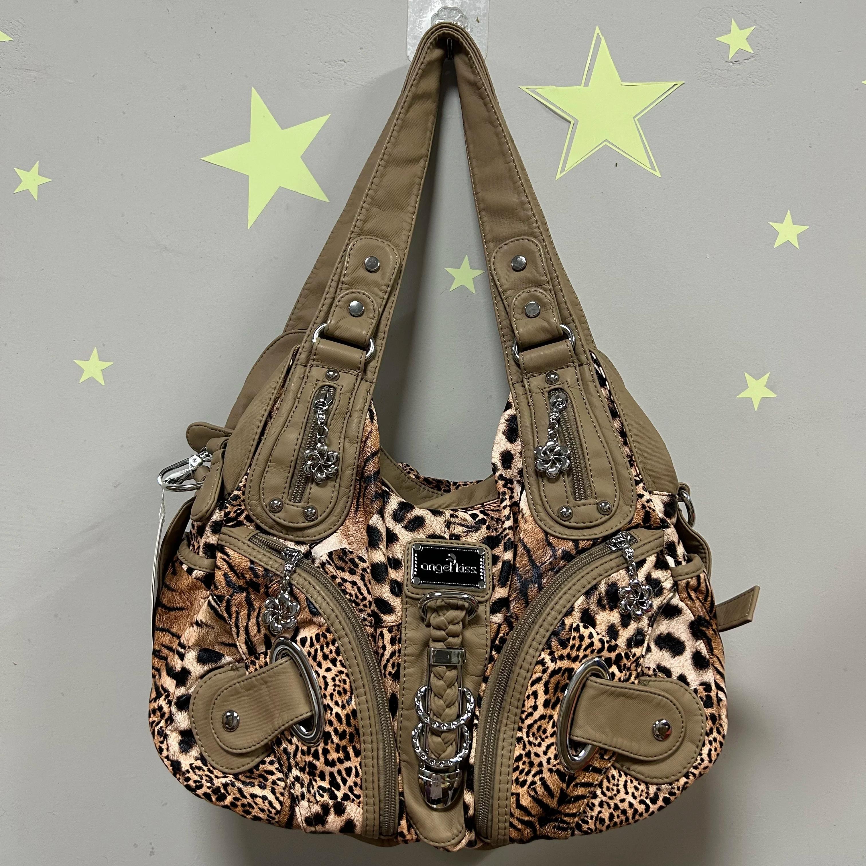 Sac vintage pour femme, sac à main marron léopard, sac à bandoulière, sac à poignée supérieure, sac