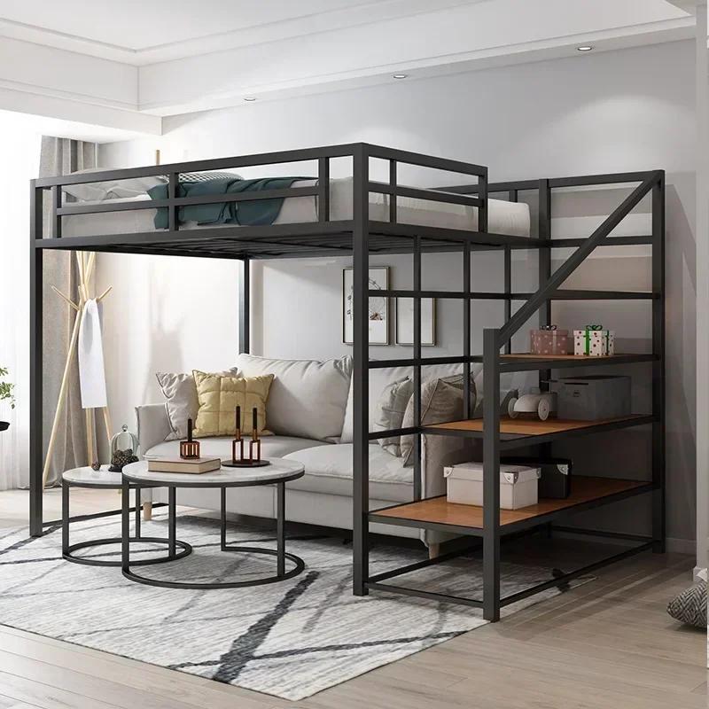 Lits superposés en métal avec escaliers pour adultes, dortoir, lit Queen Size, bonne qualité, loft,