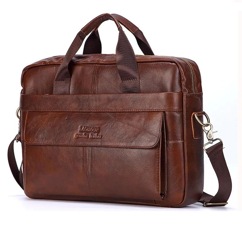 Sacs à main en cuir véritable pour hommes, sacs décontractés pour ordinateur portable, sacoches de v