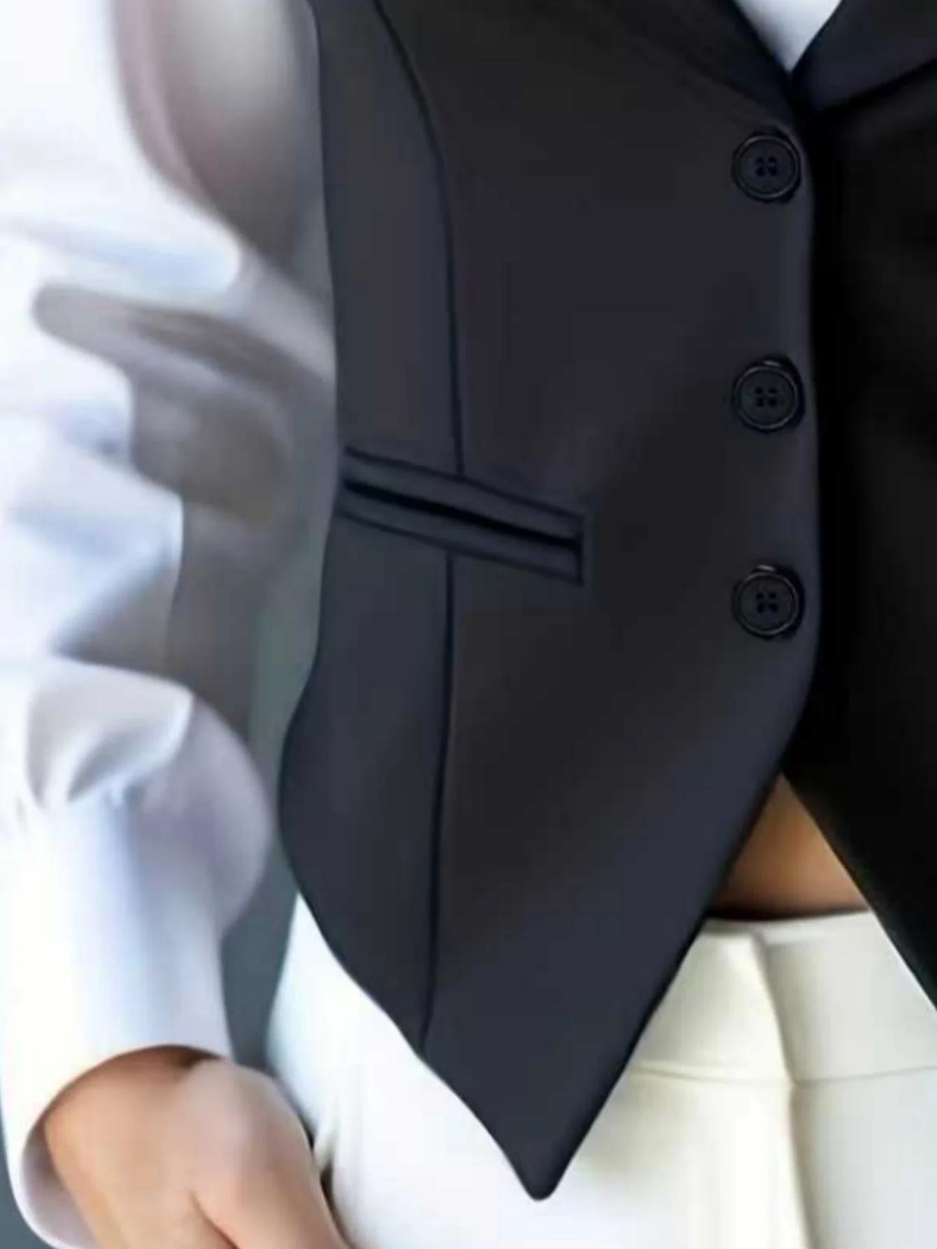 Gilet de costume pour femmes, gilet formel, coupe cintrée, veste Blazer sans manches pour le bureau,