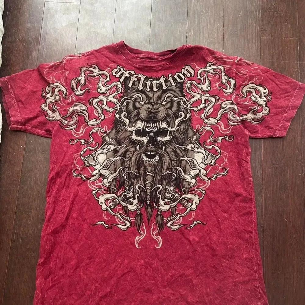 T-shirt homme été col rond doux et respirant imprimé gothique lettres, os, ailes et crânes, style eu