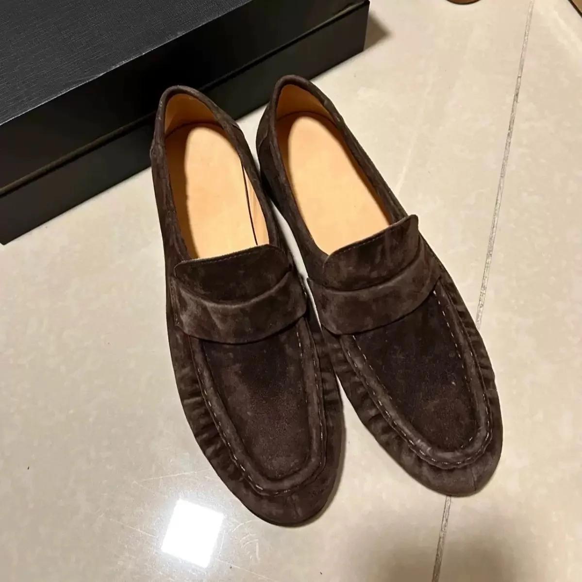 Mocassins en daim pour femmes, chaussures plates décontractées à enfiler, confortables, à talon bas,