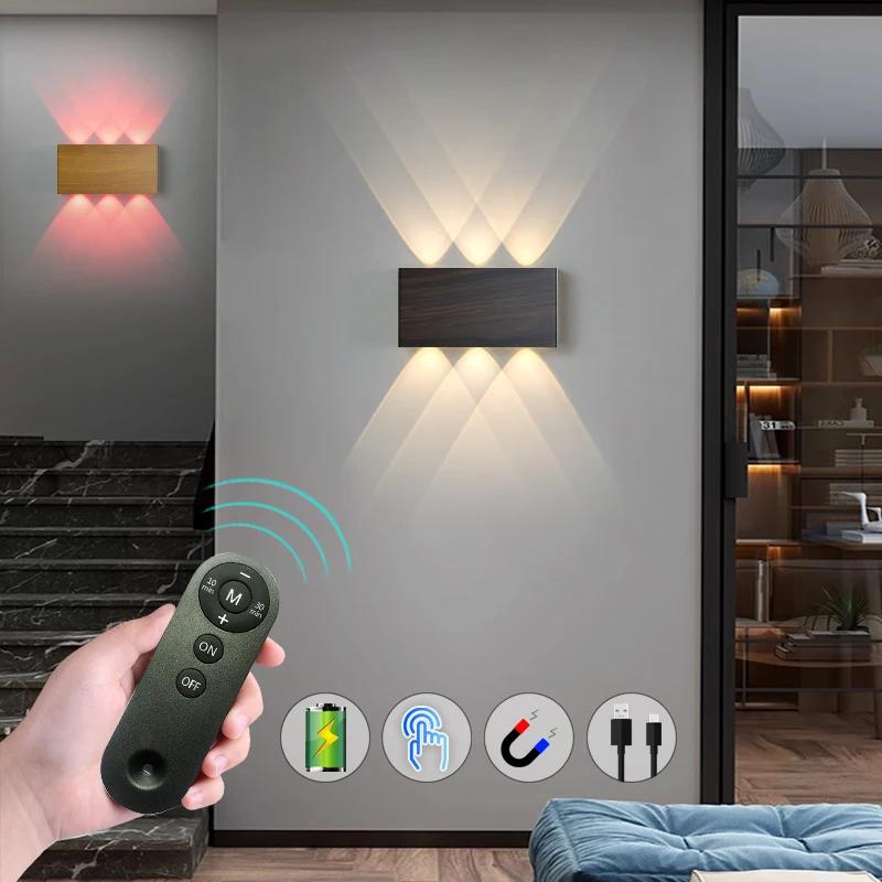 Lampe murale avec télécommande, variateur tactile, charge de Type C, veilleuse de chevet, décor d'an