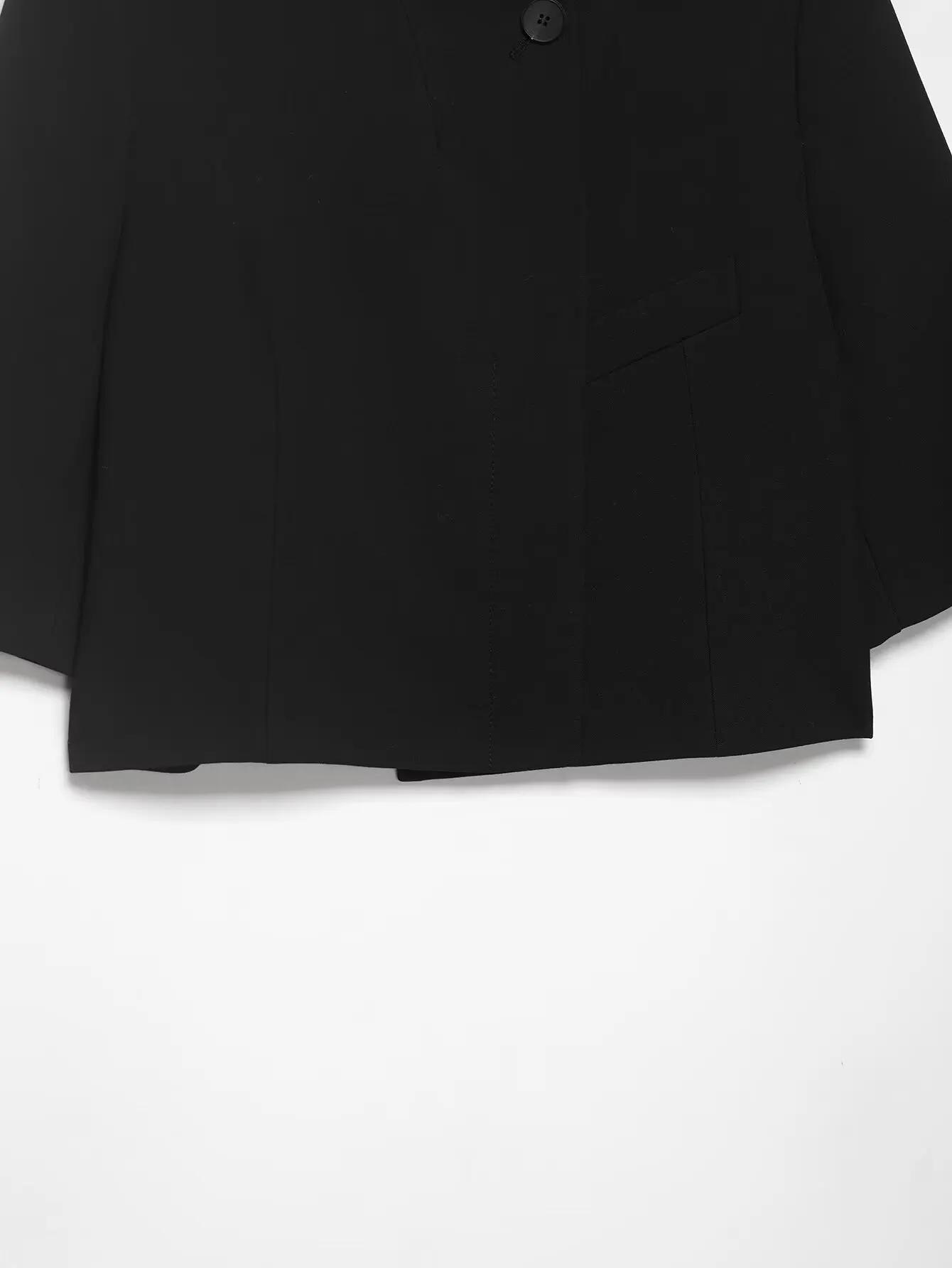 Blazer court noir pour femme, nouvelle collection printemps, manteau simple boutonnage avec épaulett