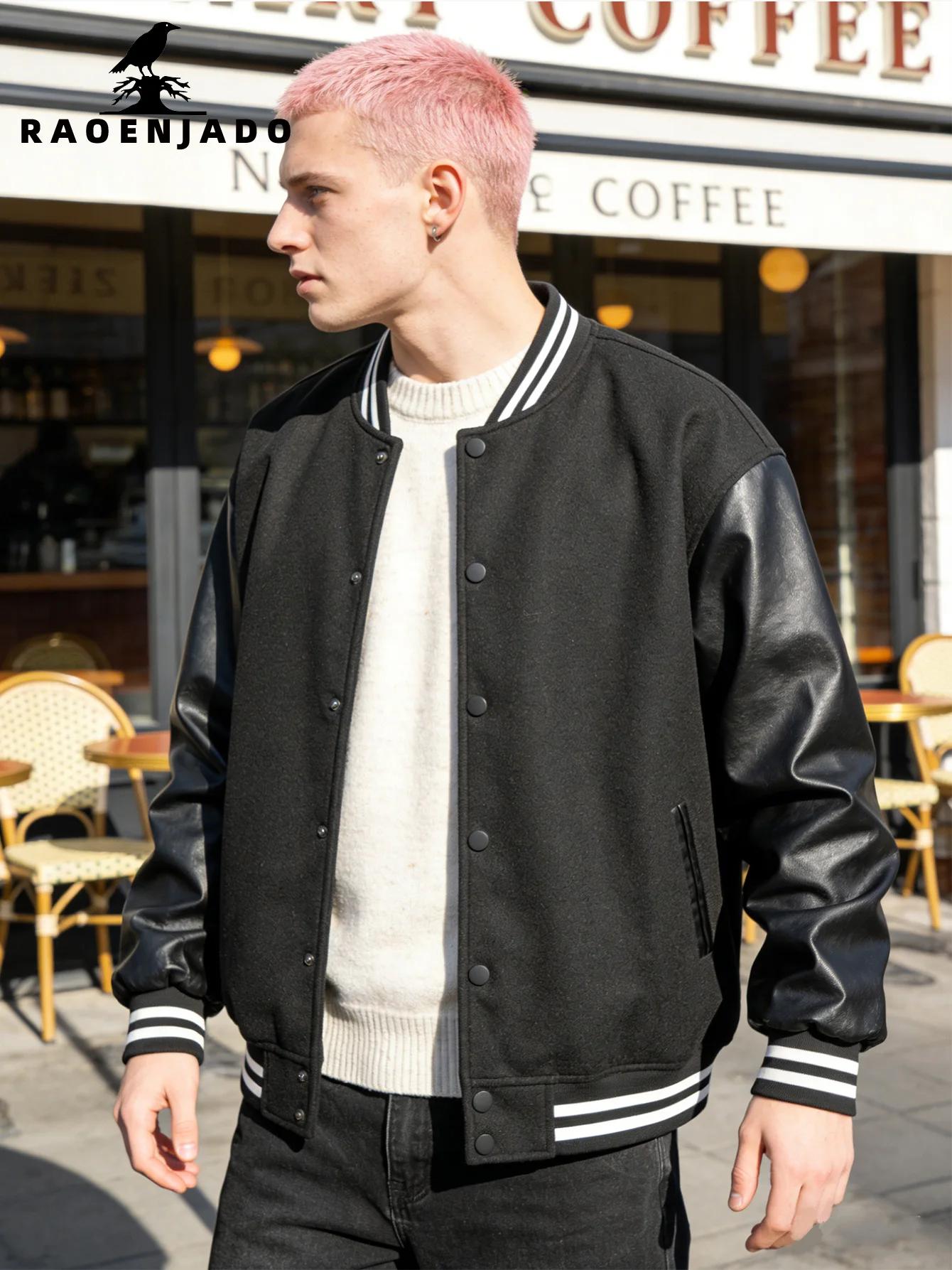 Veste universitaire pour homme, manches en simili cuir, style classique Letterman, veste bomber, ves
