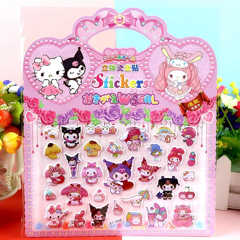 4 pièces Sanrio mignon dessin animé Kuromi ma mélodie bulle autocollants drôle Graffiti 3D gonflé dé