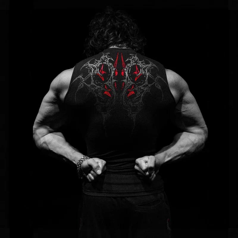 T-shirt de Style américain pour hommes, marque tendance, Style foncé, gilet de sport, Fitness, haut