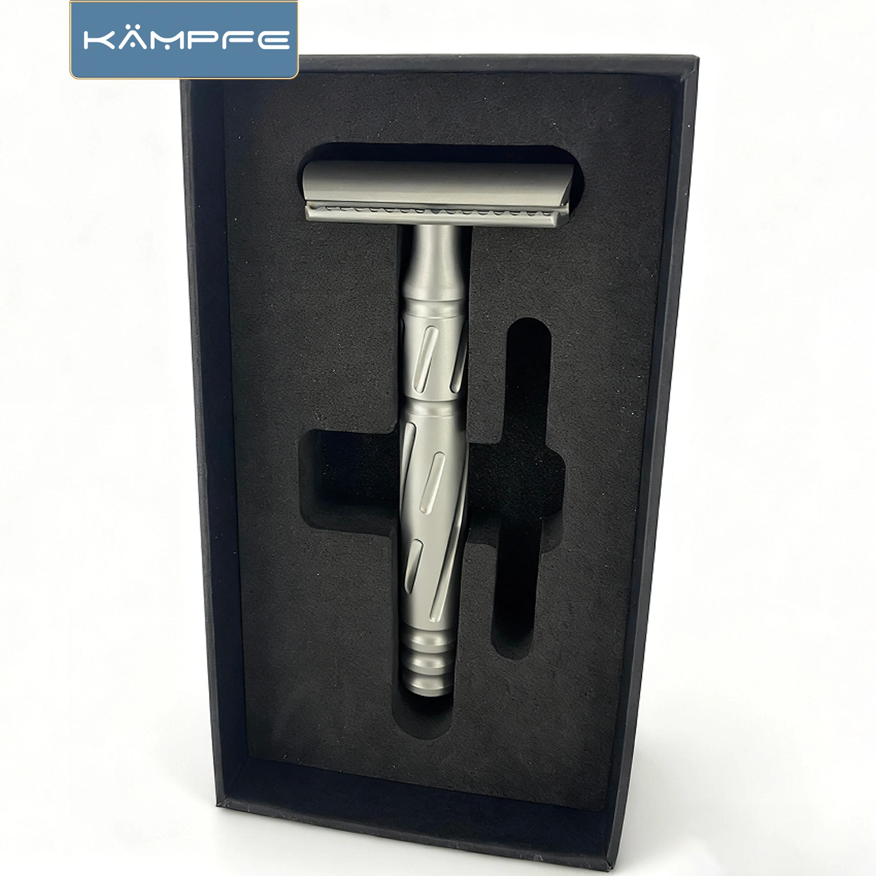 Rasoir de sécurité traditionnel pour homme KAMPFE CNC, double tranchant, en acier inoxydable, pour u
