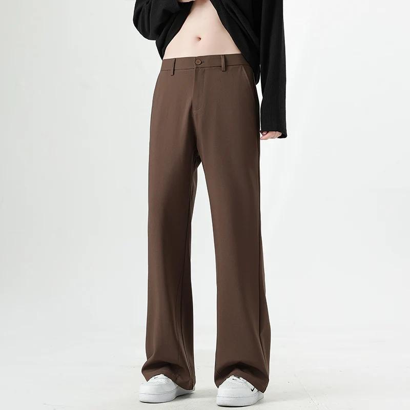 Small Flared Version Men's Casual Pants 2025 Fashion Korean Loose Elastic Drape Business Office Soli