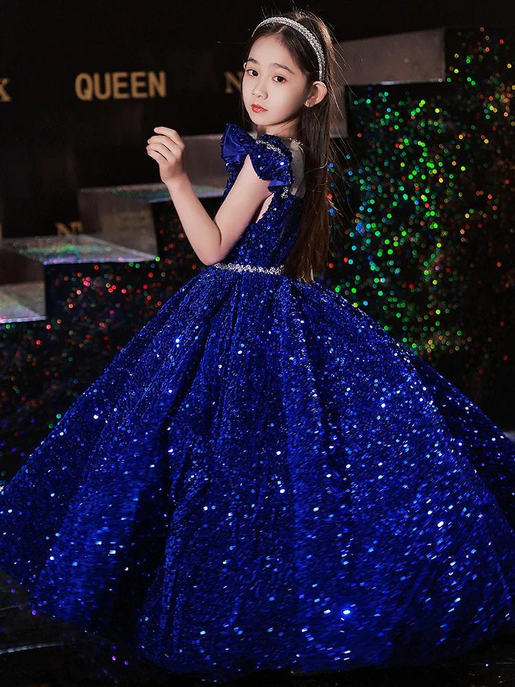 Robe de Princesse Longue à Paillettes pour Fille, Tenue de Bal Élégante, Cadeau d'Anniversaire, Mari