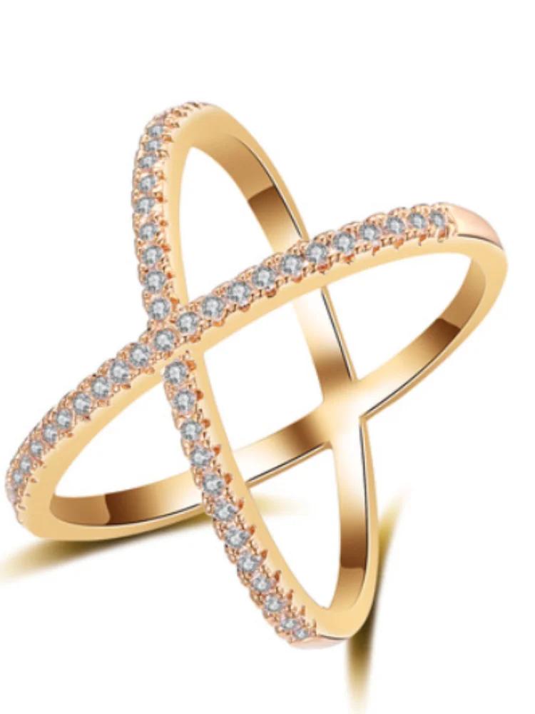 Bague en argent Sterling 925 pour femmes, Simple, classique, magnifique, en forme de X, en Zircon, p