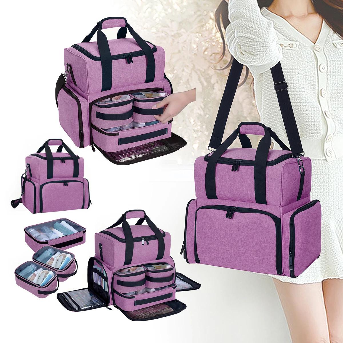 UOZL Trousse de maquillage double couche de grande capacité avec 3 pochettes amovibles et 2 comparti