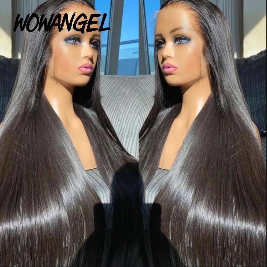 Wow Angel-Perruque Lace Front Wig Sans Colle, Cheveux Naturels Lisses, 13x6 HD, Peau Fondue, 250% de