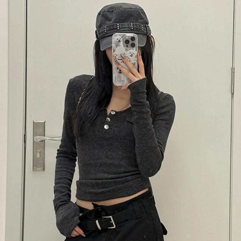 Tonngirls Harajuku Vintage t-shirt femmes à manches longues maigre Y2k américain rétro 90s culture h