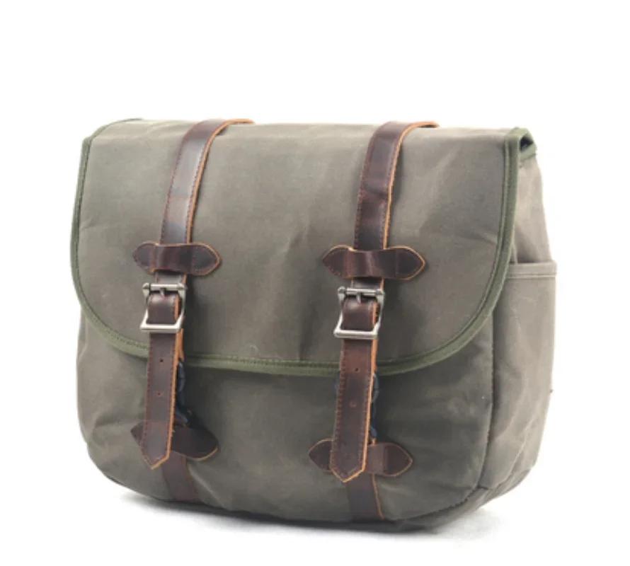 Sac latéral en toile teintée pour moto, sac de moto vintage, sac de vélo extérieur, batik, avertir