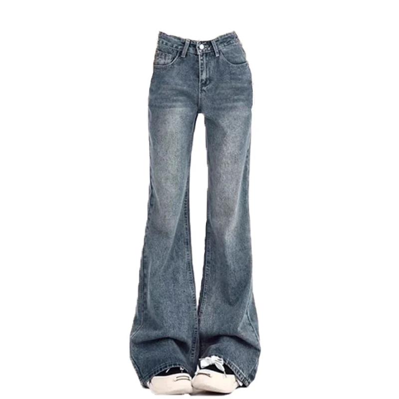Dames jean pantalon évasé loisirs minceur Vintage inspiré automne taille haute cloche femmes pantalo