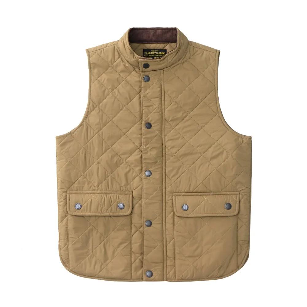 Réplique de gilet en coton matelassé pour hommes, rétro américain décontracté, couleur unie, col mon