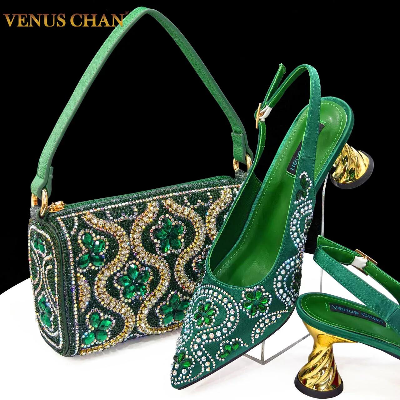 Ensemble de chaussures et sacs pour femmes italiennes, talons confortables avec biscuits pour la fêt
