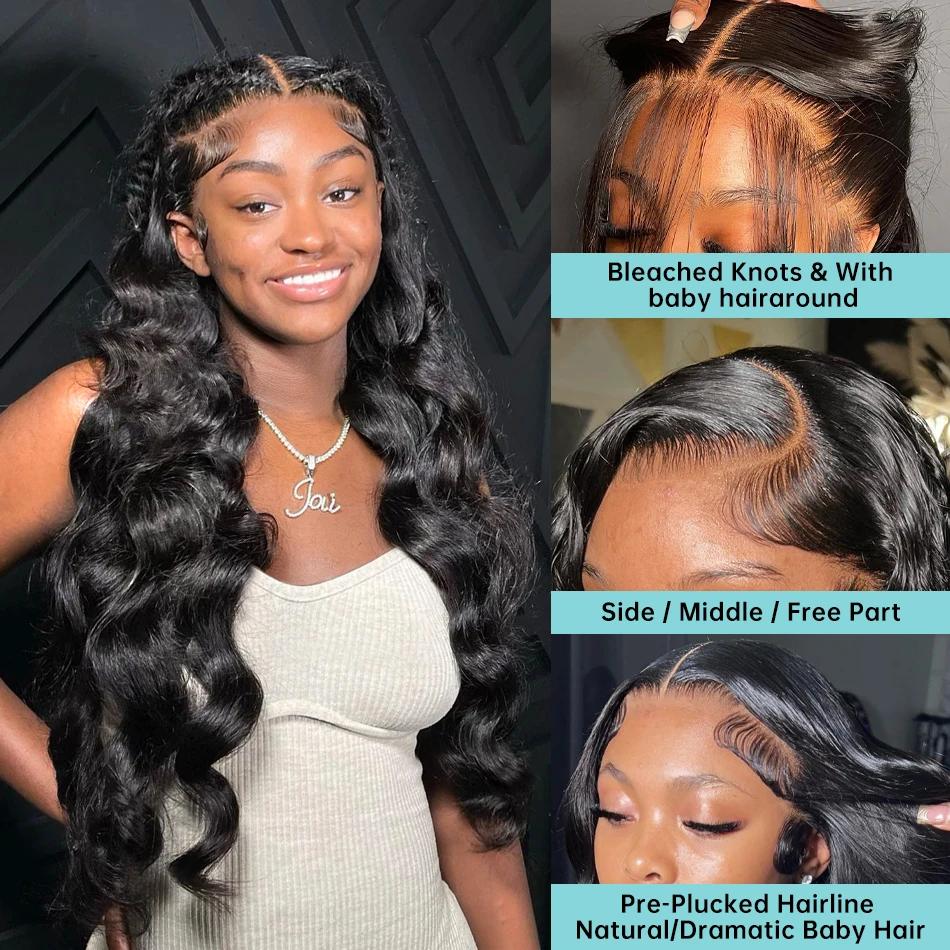 Perruque Lace Front Wig Body Wave Brésilienne Naturelle, Cheveux Humains, 13x6, 13x4, 4x4, Pre-Pluck