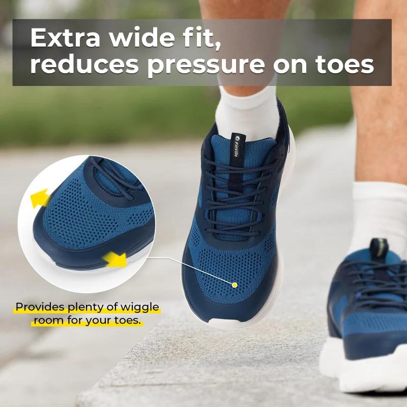 FitVille chaussures de marche pour hommes bout large 2E léger antidérapant marche chaussure de Tenni