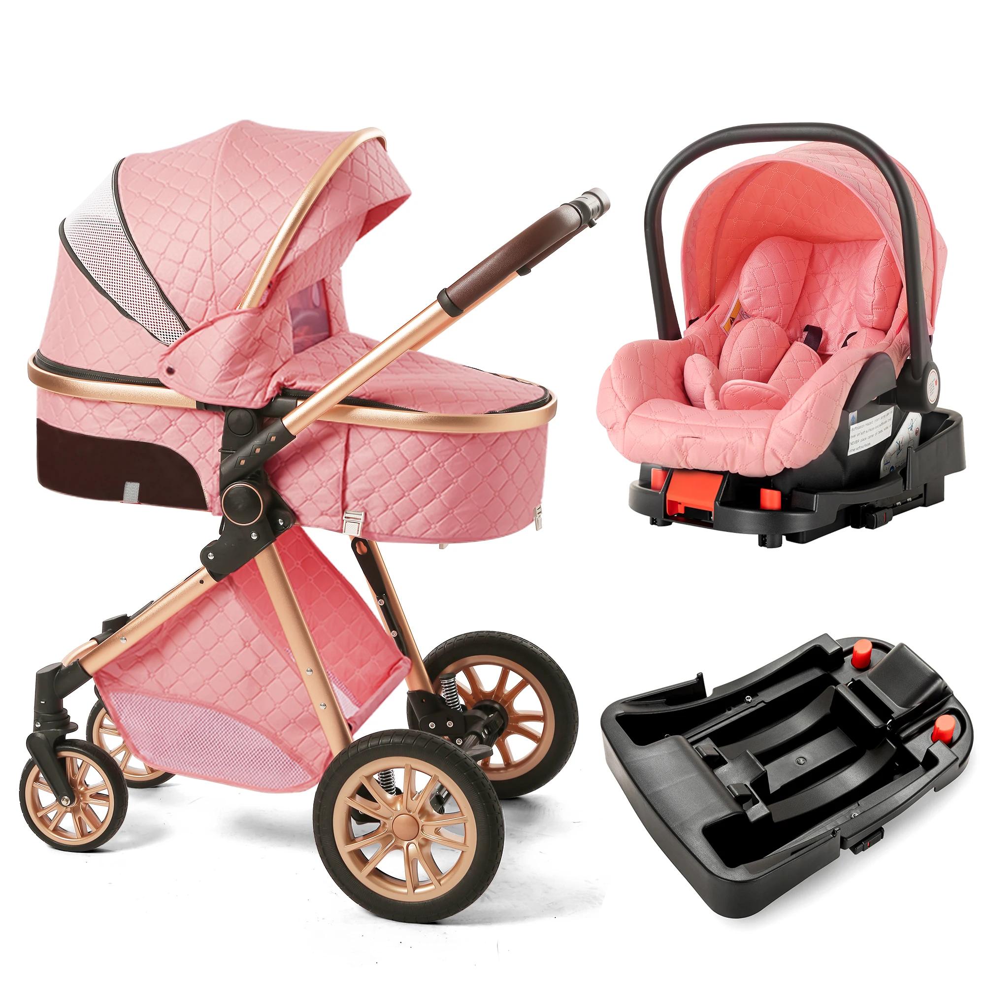 Système de voyage pour bébé 3 en 1 haut de gamme : poussette à siège réversible, design pliable pour