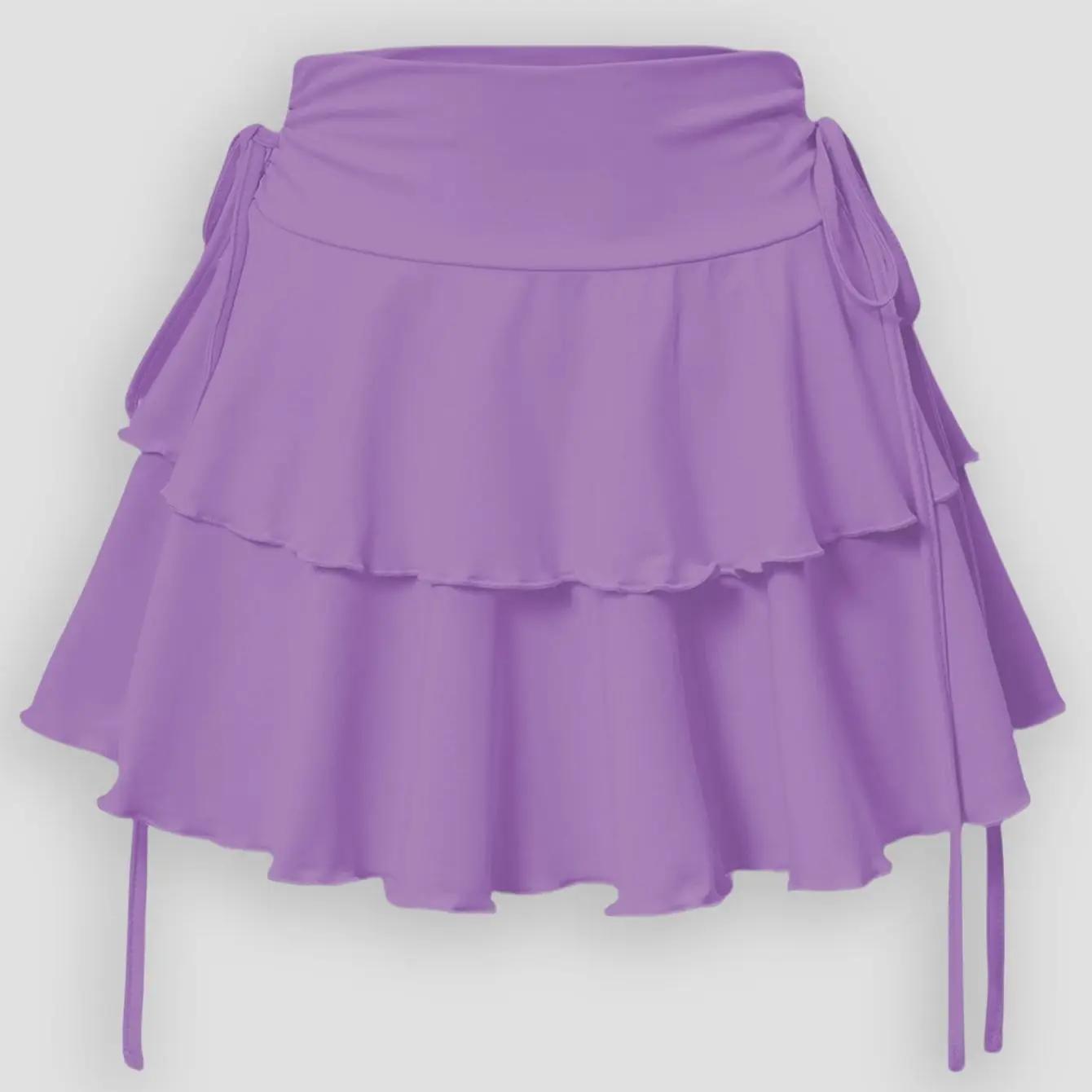 Jupe trapèze ultra courte pour femme, bord à volants, fausse proximité, WString, polyvalent, élégant