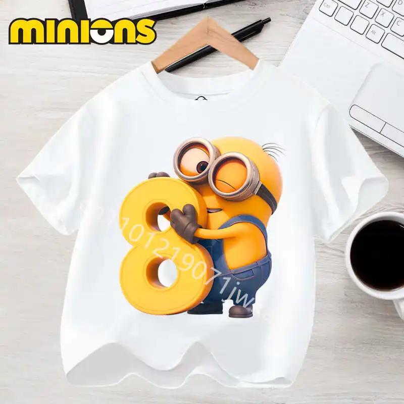 T-Shirt Minions pour garçons et filles, hauts d'été pour tout-petits, mode Kawaii, vêtements d'anniv